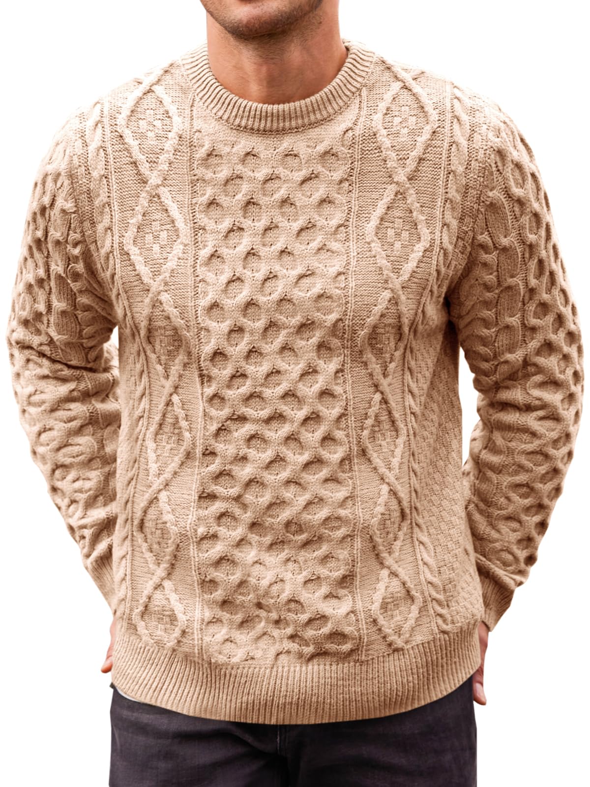 EBXN Mens Cable Knitted Pullover Sweater