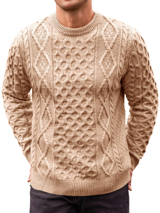 EBXN Mens Cable Knitted Pullover Sweater