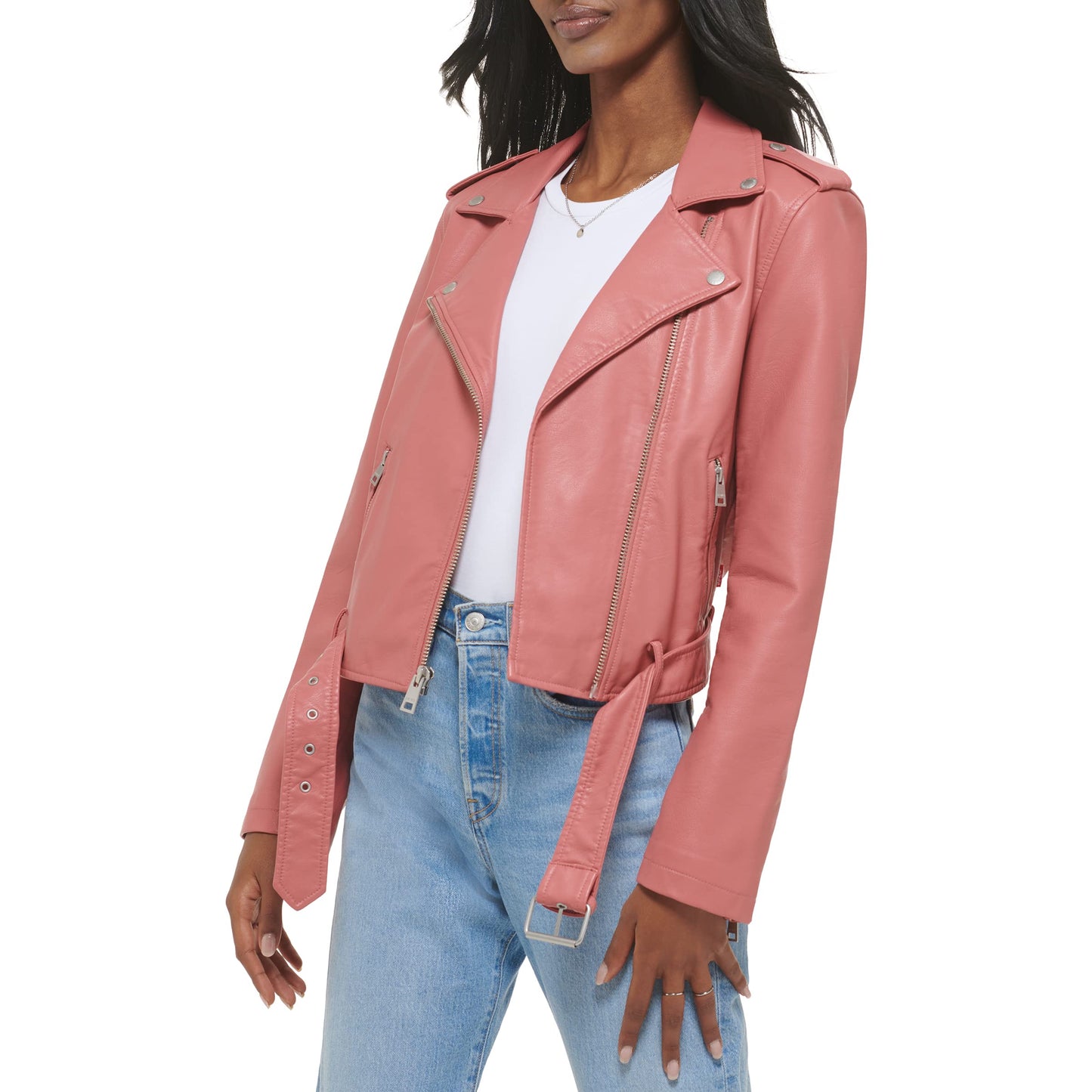 EBXN Women's Belted Faux Leather