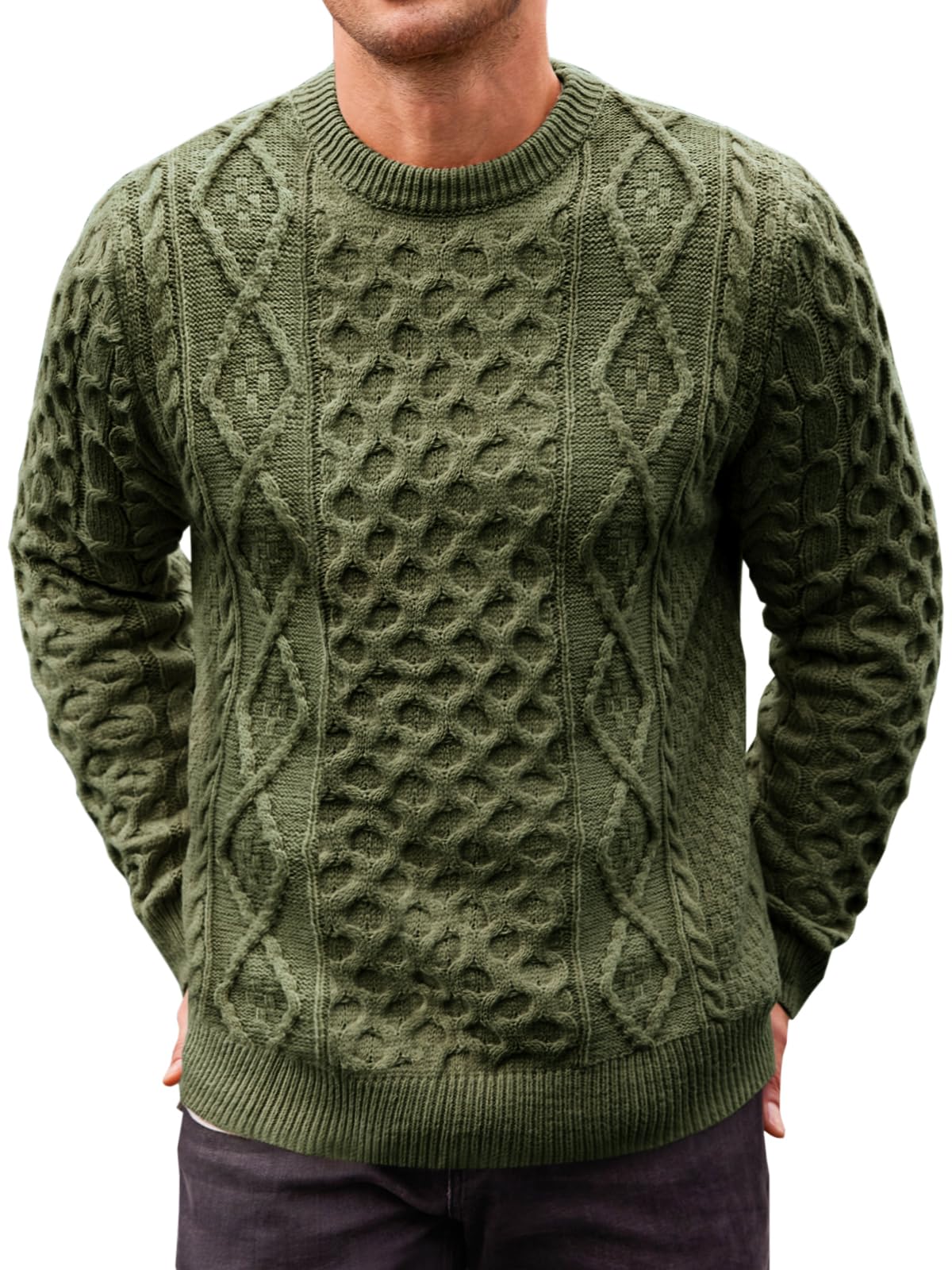 EBXN Mens Cable Knitted Pullover Sweater