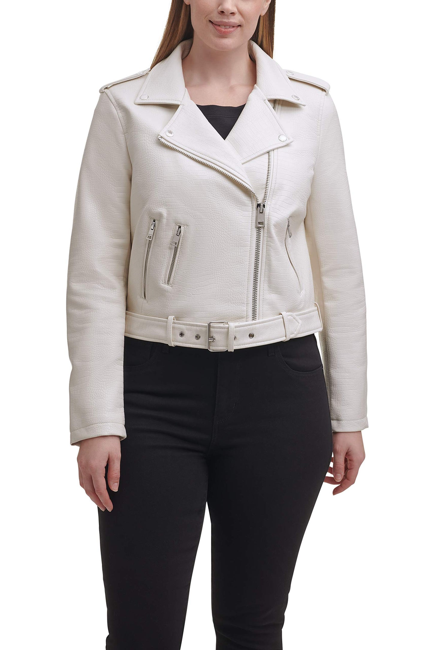 EBXN Women's Belted Faux Leather