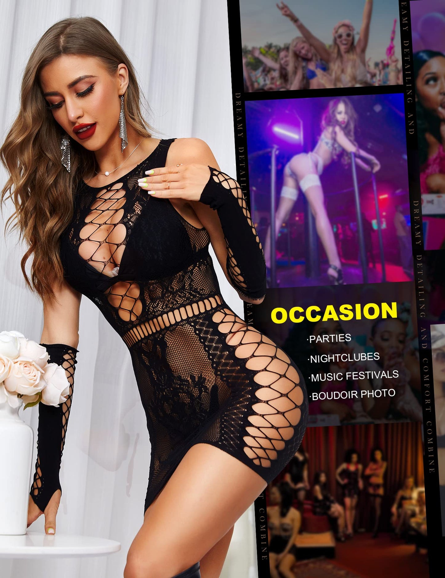 eBexxin - trajes sexy bodystocking babydoll