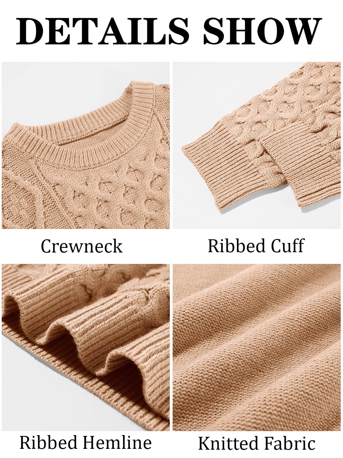 EBXN Mens Cable Knitted Pullover Sweater