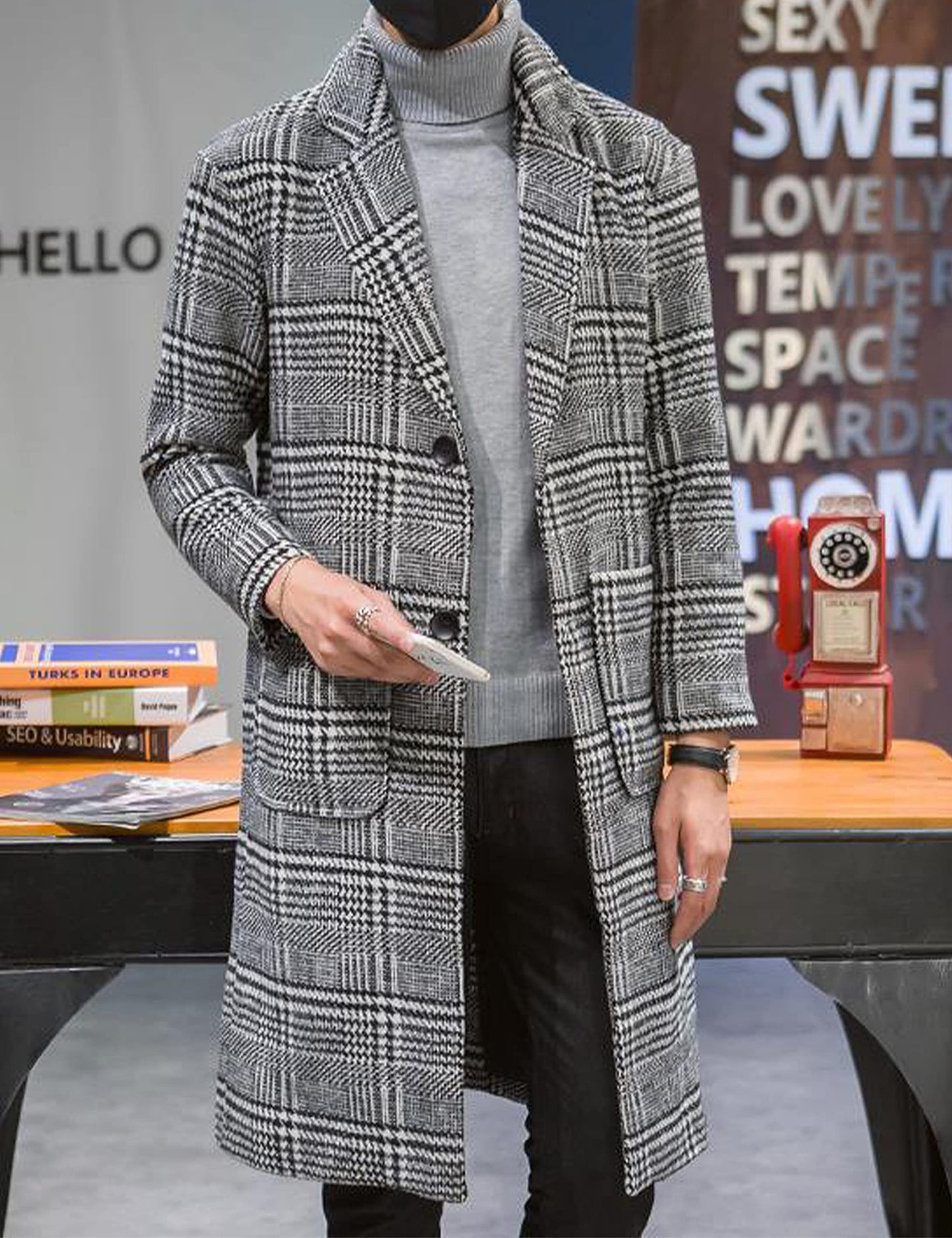 eBexxin - Men's Wool Blend Pea Coat