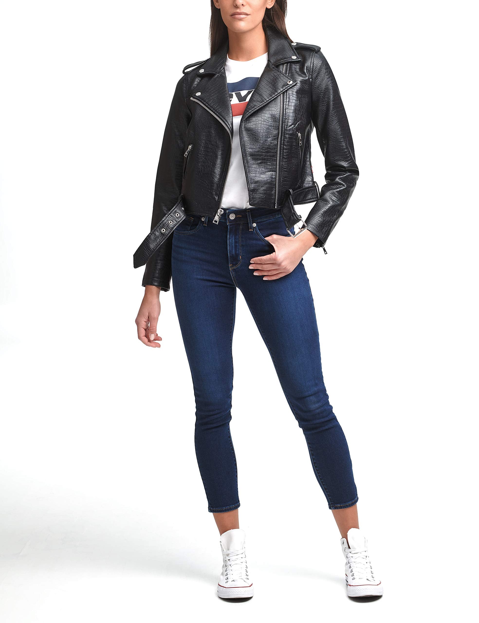 EBXN Women's Belted Faux Leather