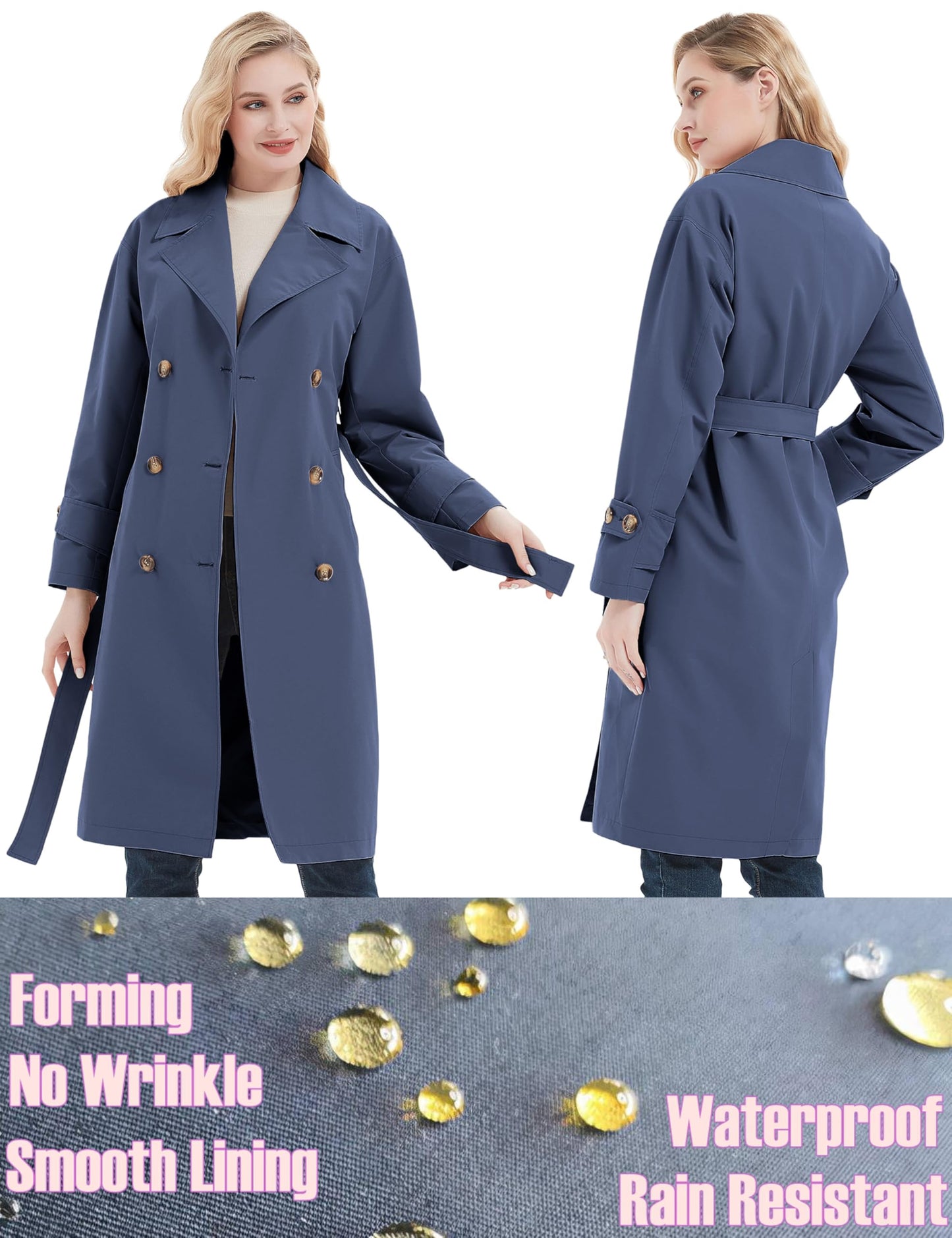 eBexxin - Women Trench Coats Loose Fit