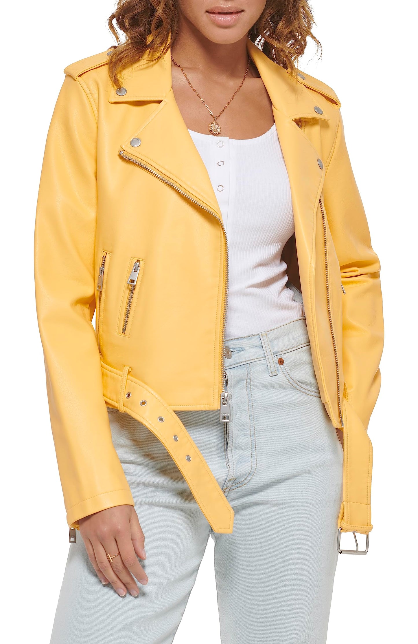 EBXN Women's Belted Faux Leather