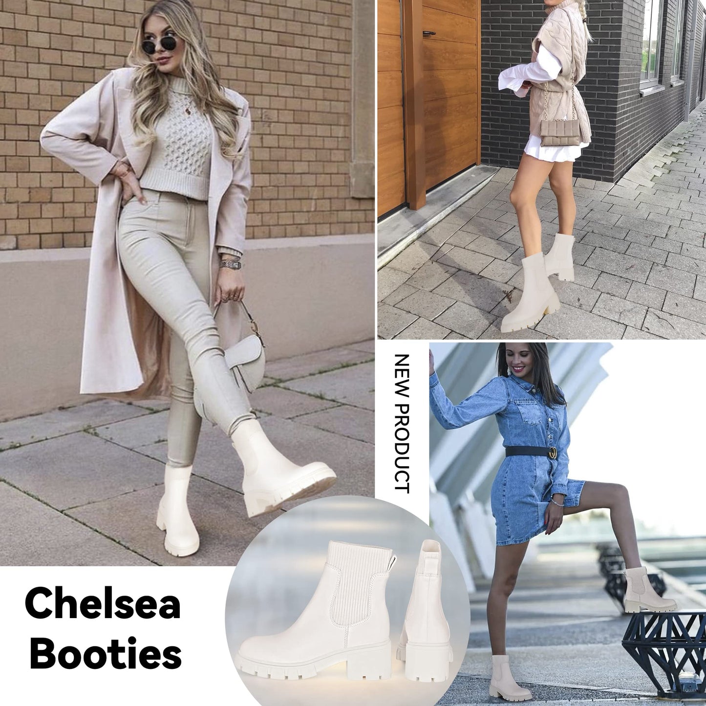 EBXN Women's Chelsea Boots Fashion Slip