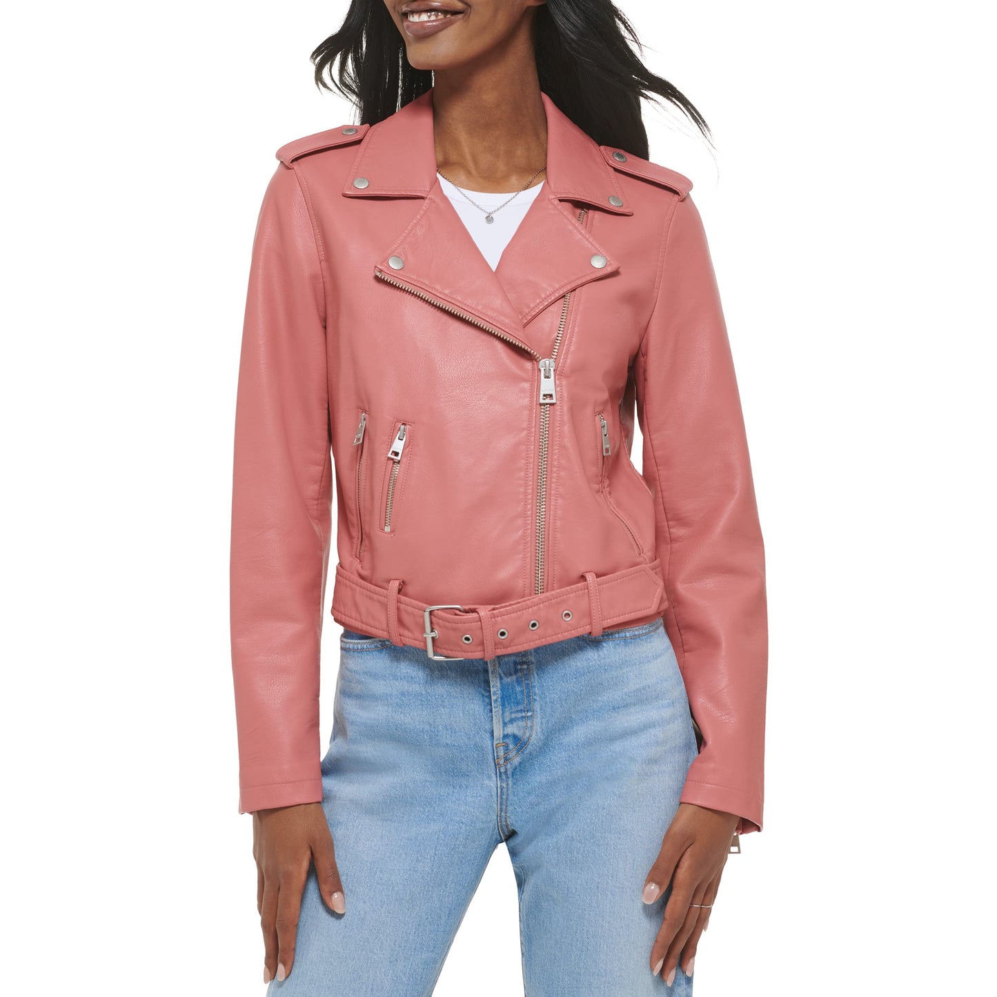 EBXN Women's Belted Faux Leather