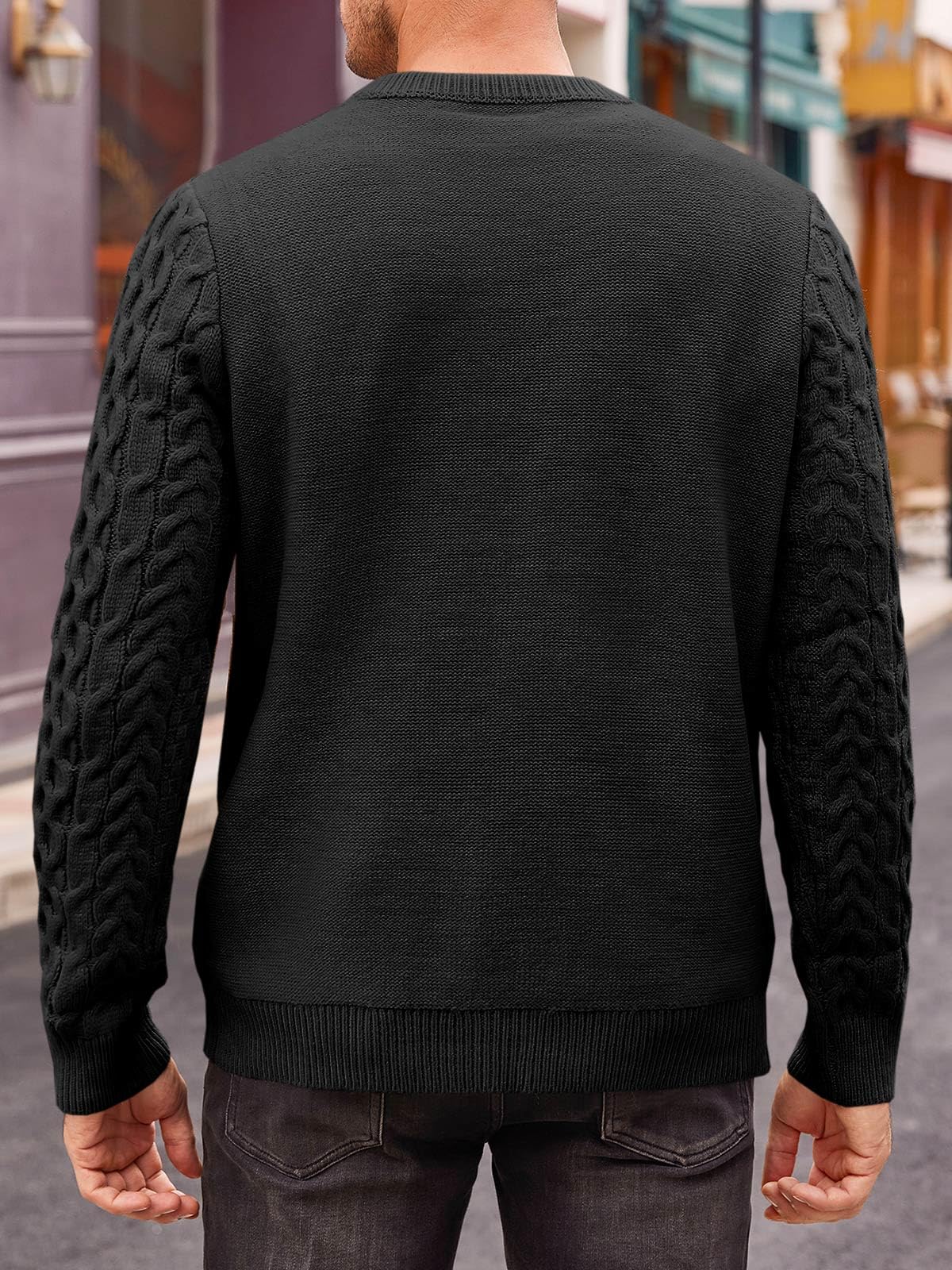 EBXN Mens Cable Knitted Pullover Sweater
