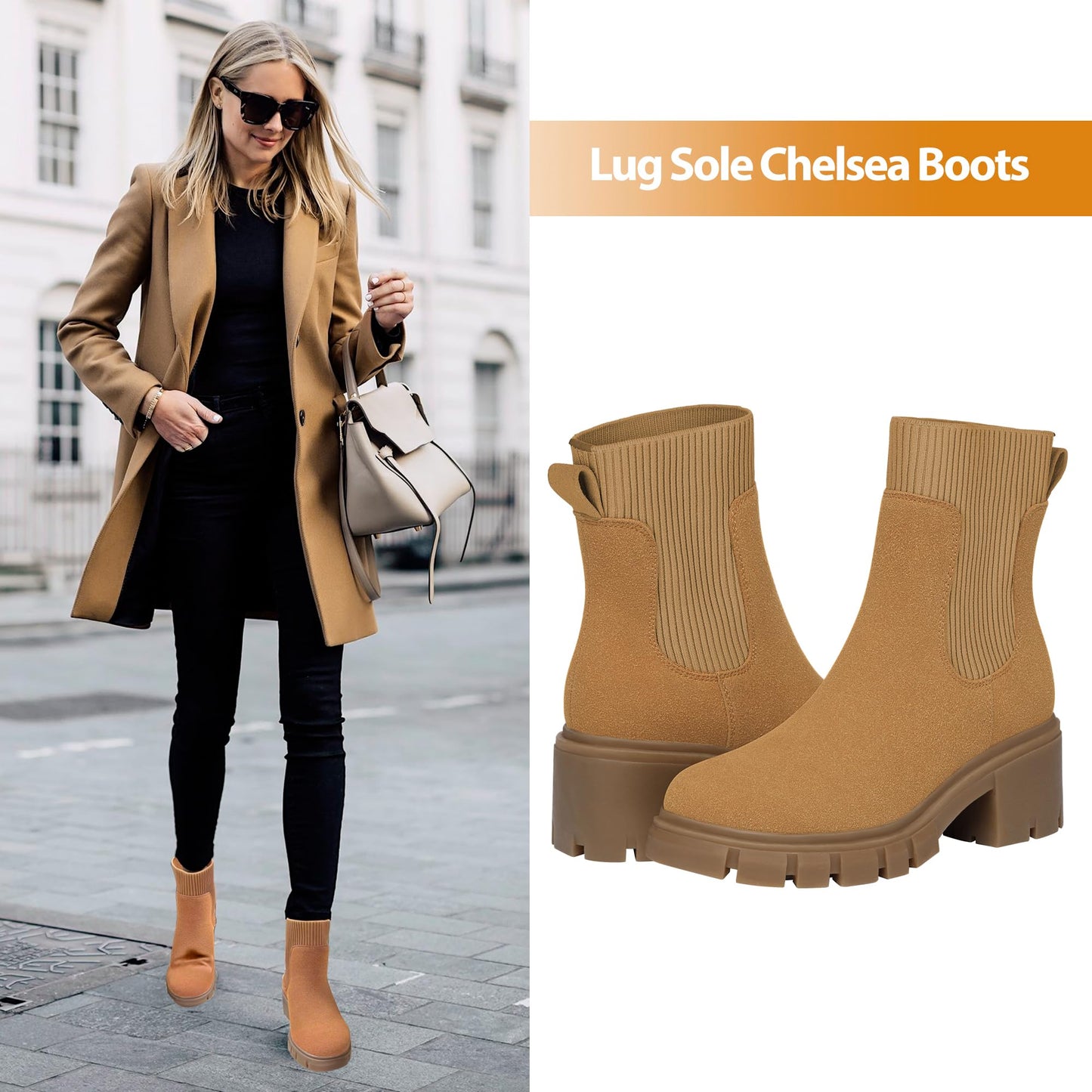 EBXN Women's Chelsea Boots Fashion Slip