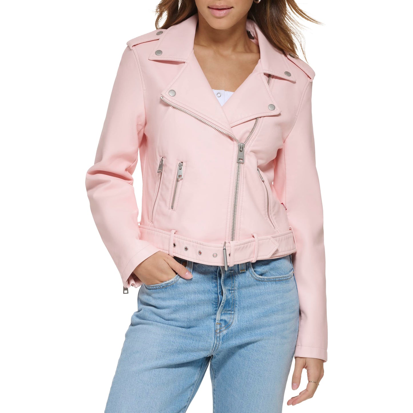 EBXN Women's Belted Faux Leather