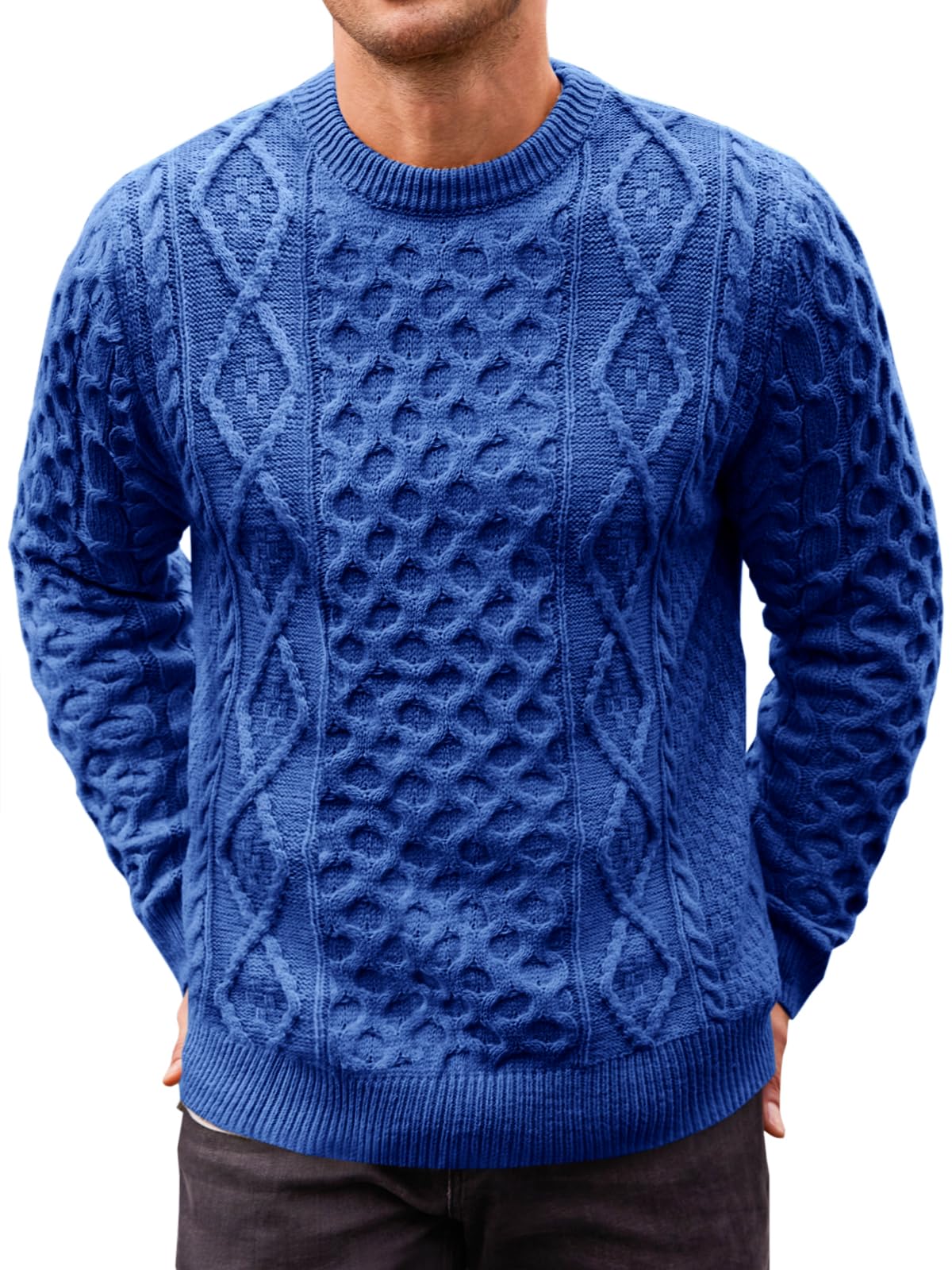 EBXN Mens Cable Knitted Pullover Sweater