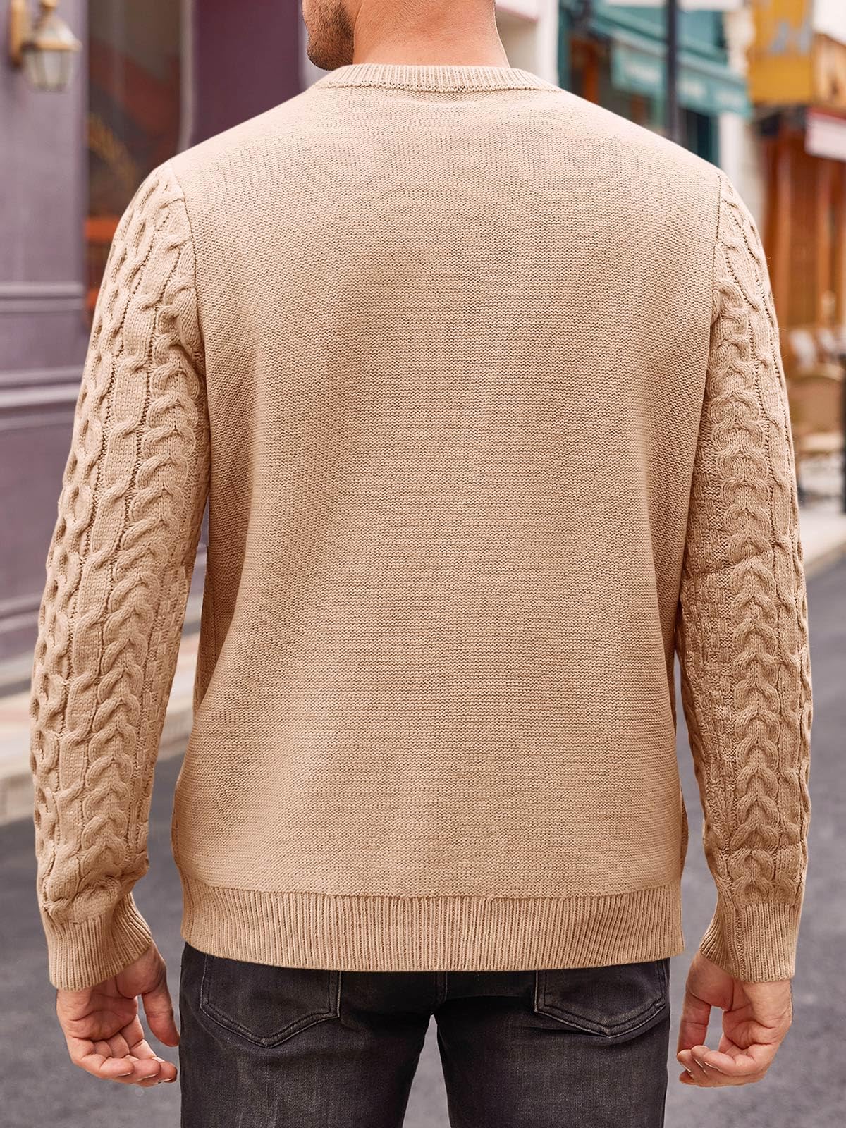 EBXN Mens Cable Knitted Pullover Sweater