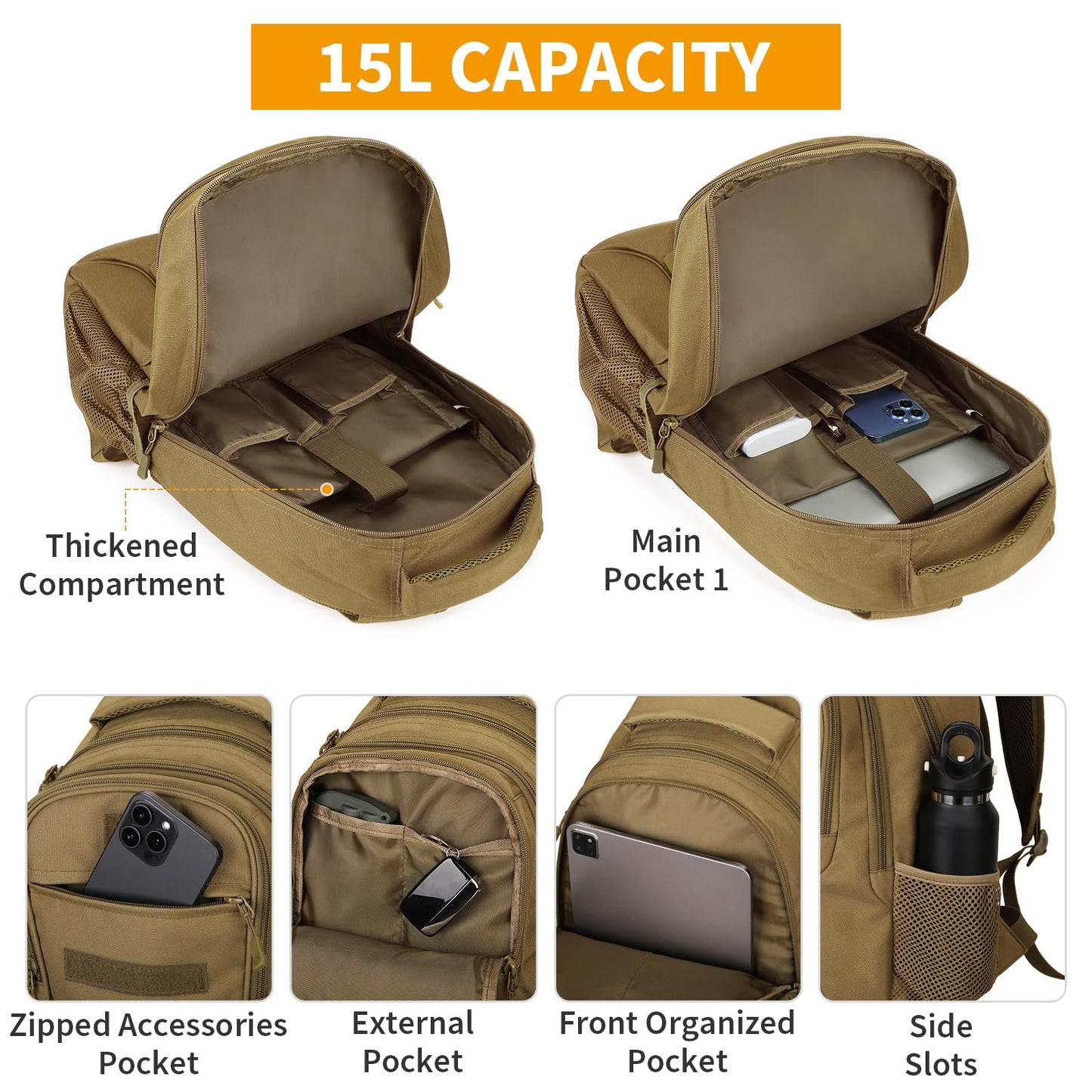 EBXN Mochila Militar Pequeña 15L