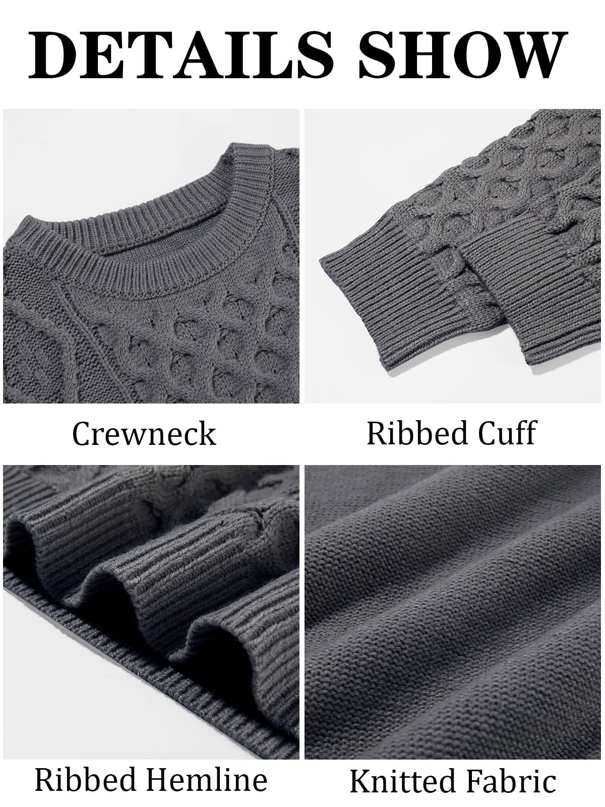 EBXN Mens Cable Knitted Pullover Sweater