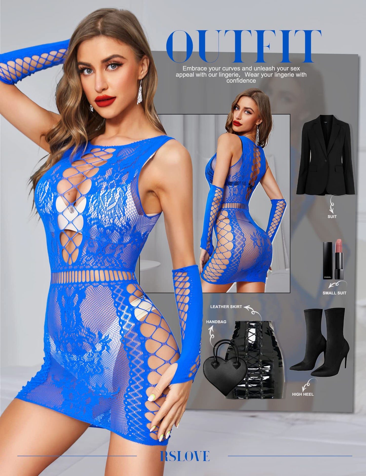 eBexxin - trajes sexy bodystocking babydoll