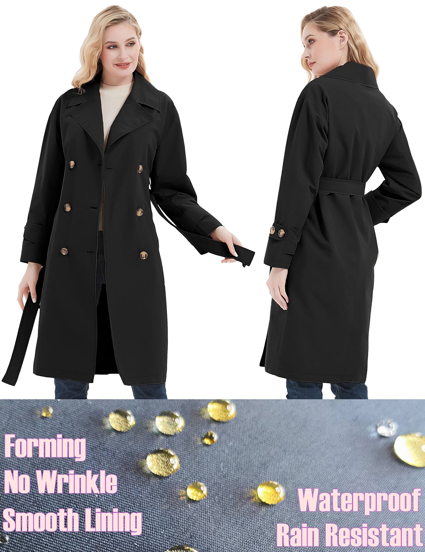 eBexxin - Women Trench Coats Loose Fit