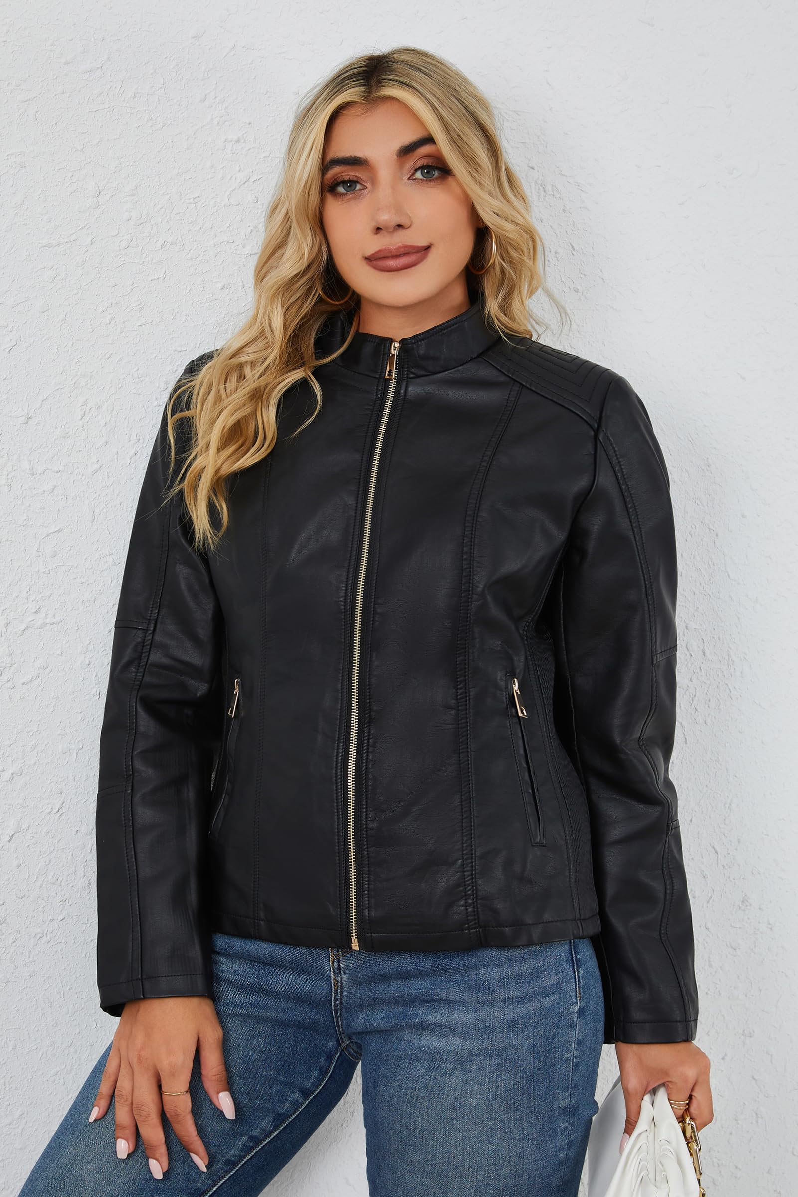 EBXN  Chaqueta Para Mujer Cuero