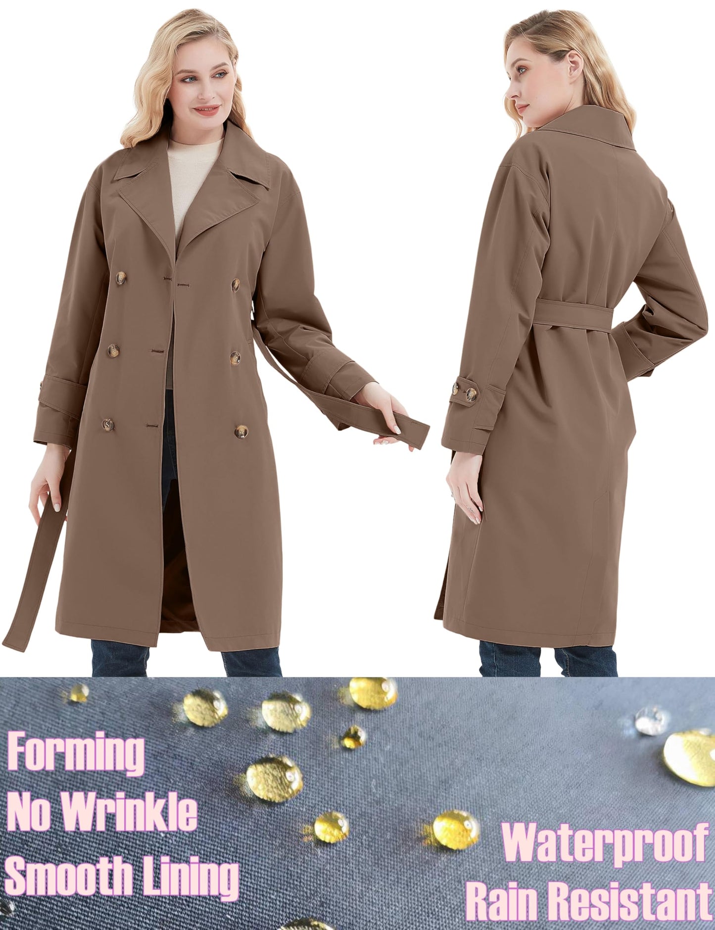 eBexxin - Women Trench Coats Loose Fit