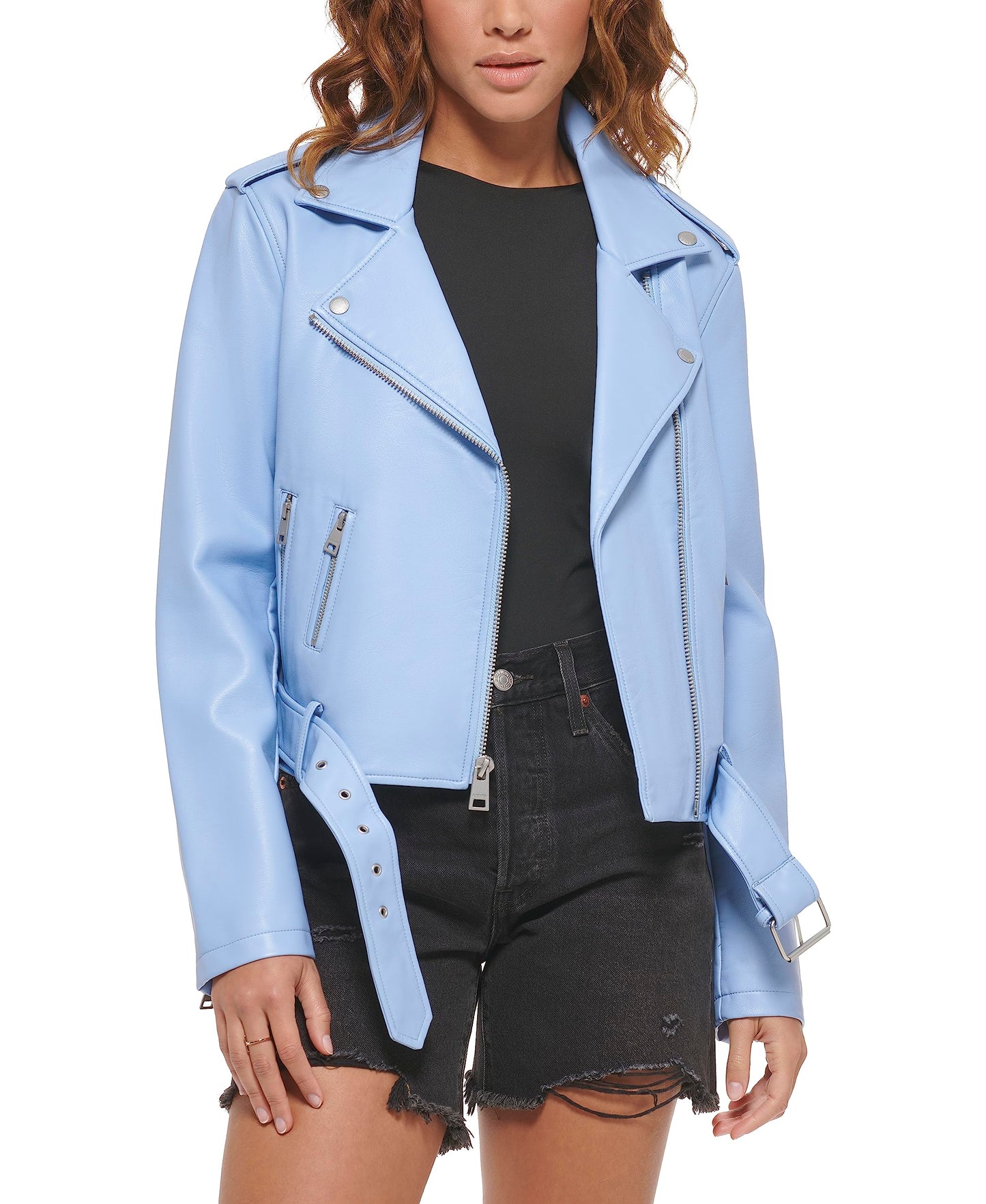 EBXN Women's Belted Faux Leather