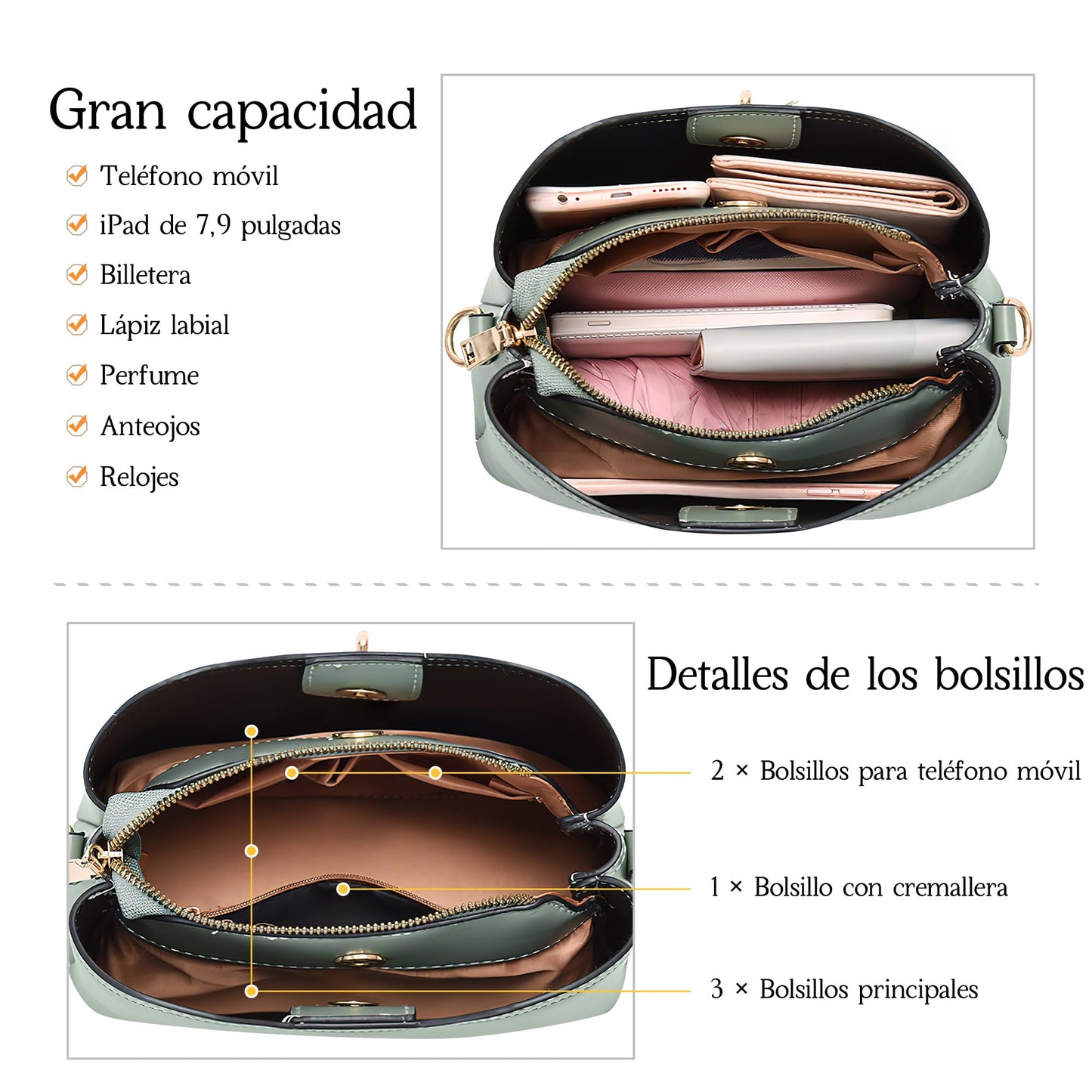 EBXN Bolso de Hombro de Moda para Mujer