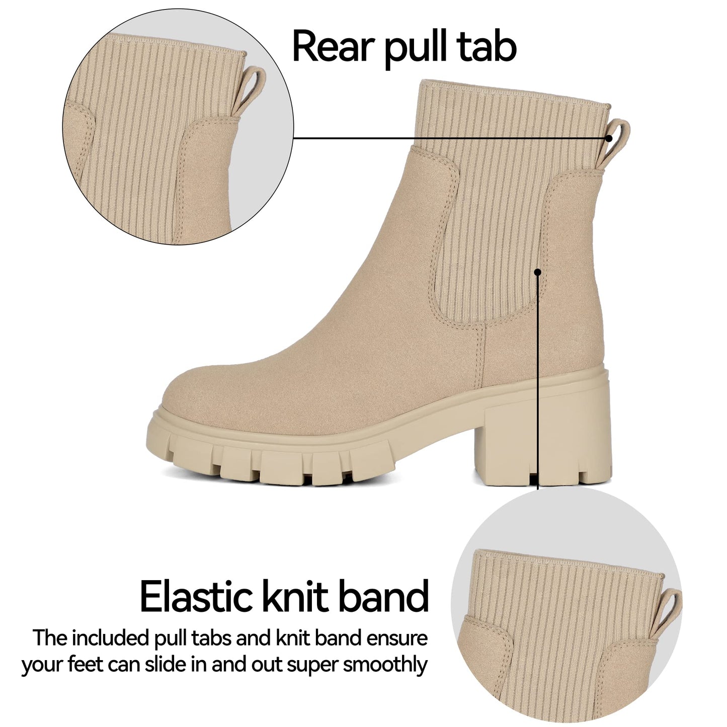 EBXN Women's Chelsea Boots Fashion Slip
