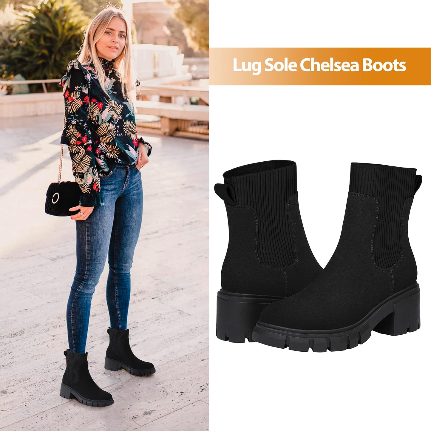 EBXN Women's Chelsea Boots Fashion Slip
