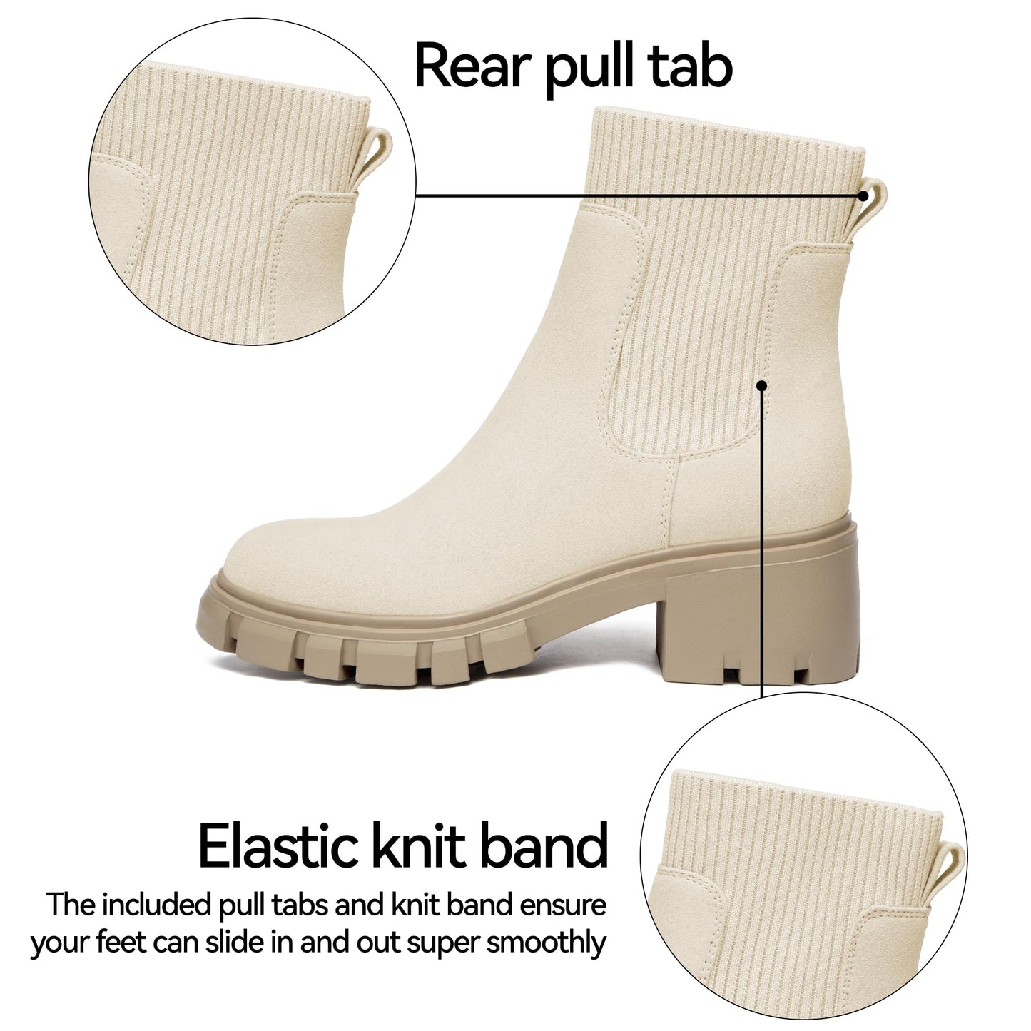 EBXN Women's Chelsea Boots Fashion Slip