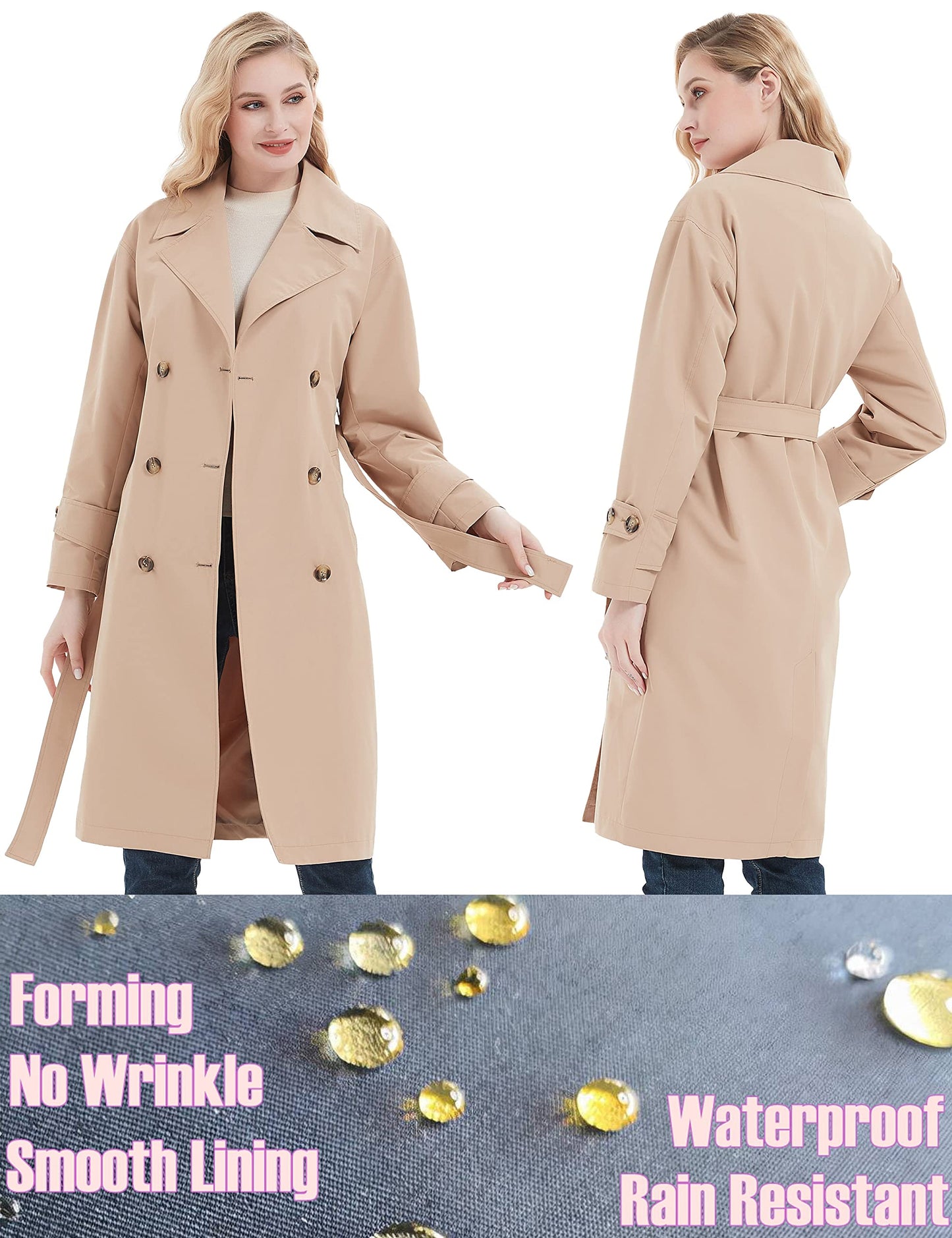 eBexxin - Women Trench Coats Loose Fit