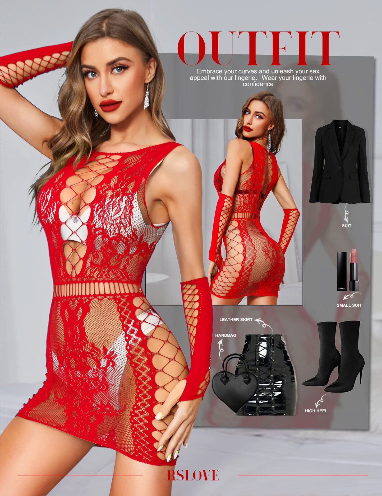 eBexxin - trajes sexy bodystocking babydoll