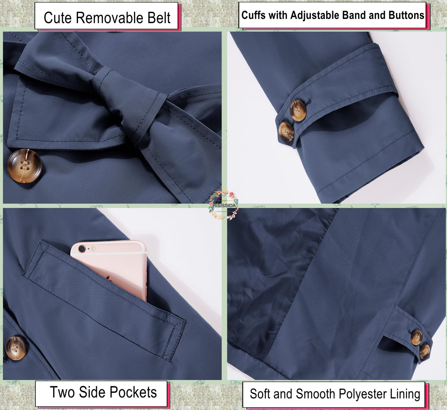 eBexxin - Women Trench Coats Loose Fit