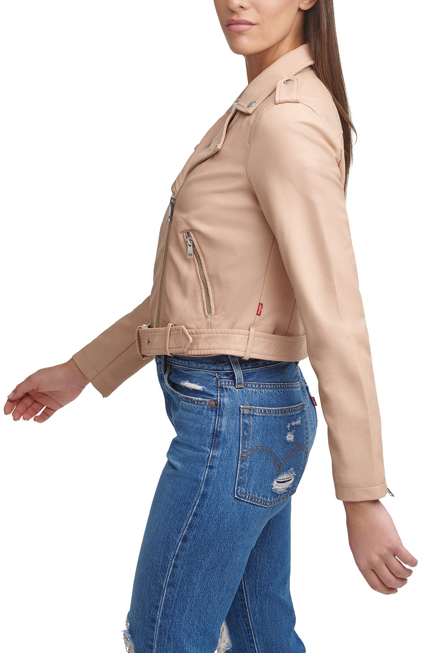 EBXN Women's Belted Faux Leather