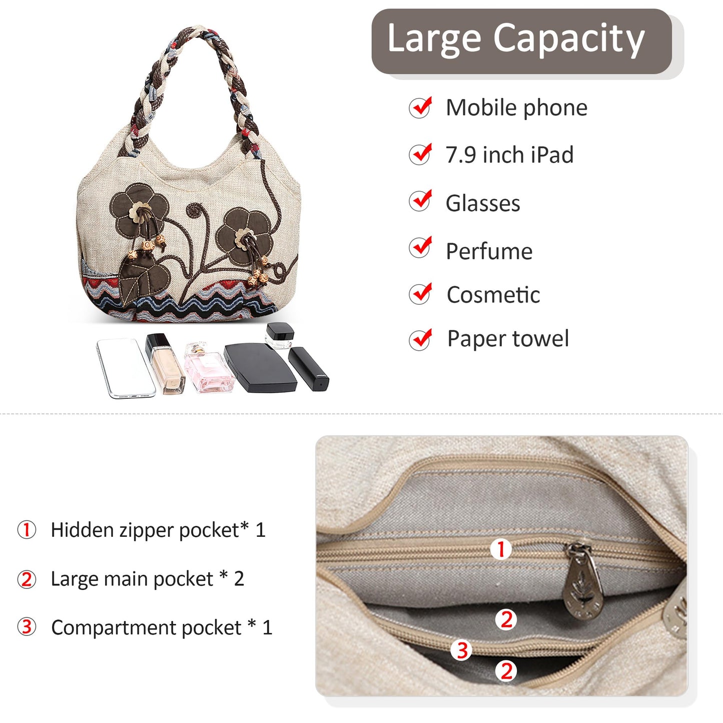 EBXN Bolsos Mujer Bolsa De Lona