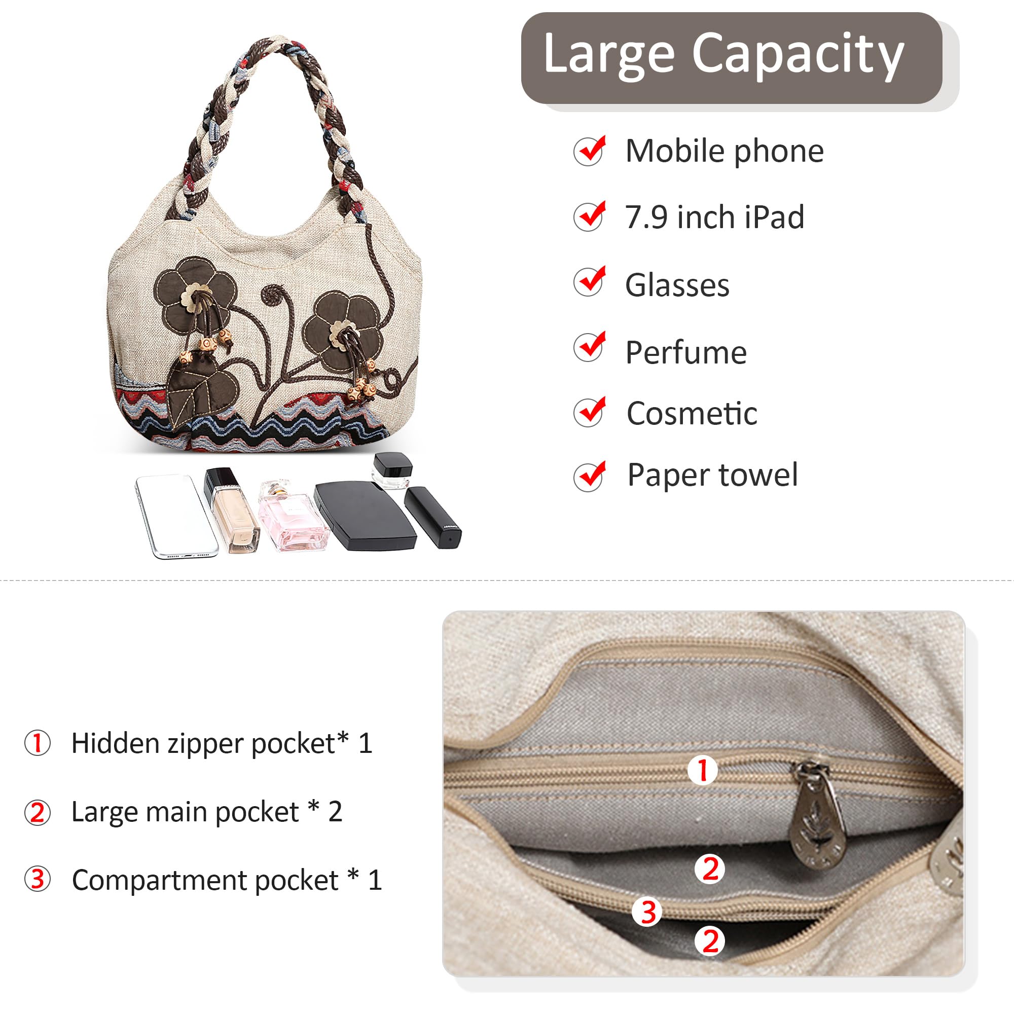 EBXN Bolsos Mujer Bolsa De Lona