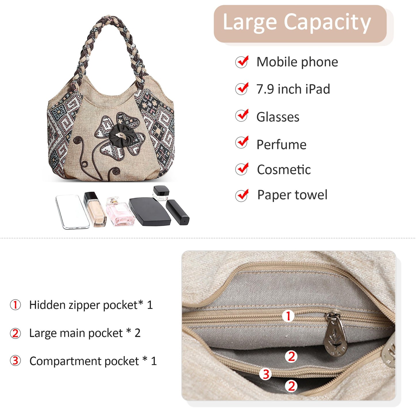 EBXN Bolsos Mujer Bolsa De Lona