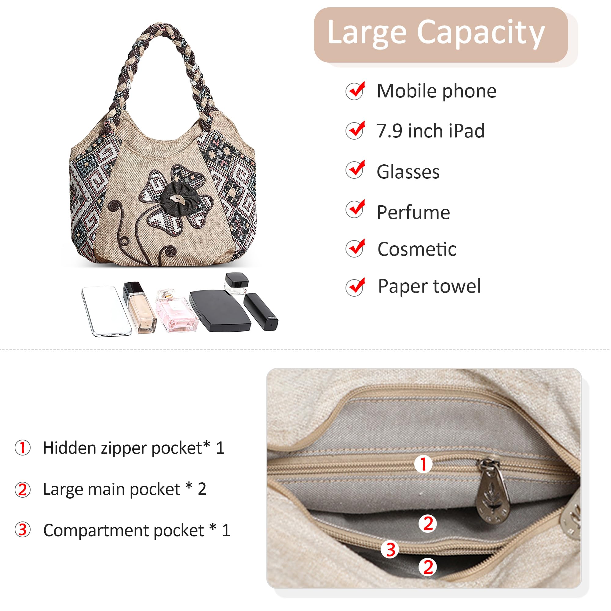 EBXN Bolsos Mujer Bolsa De Lona