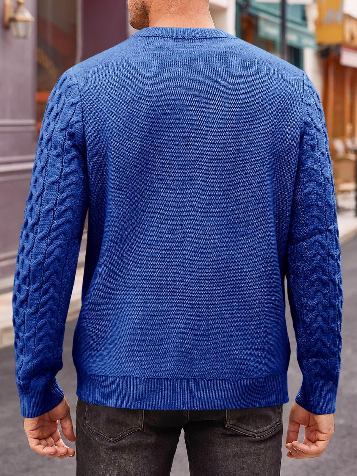 EBXN Mens Cable Knitted Pullover Sweater