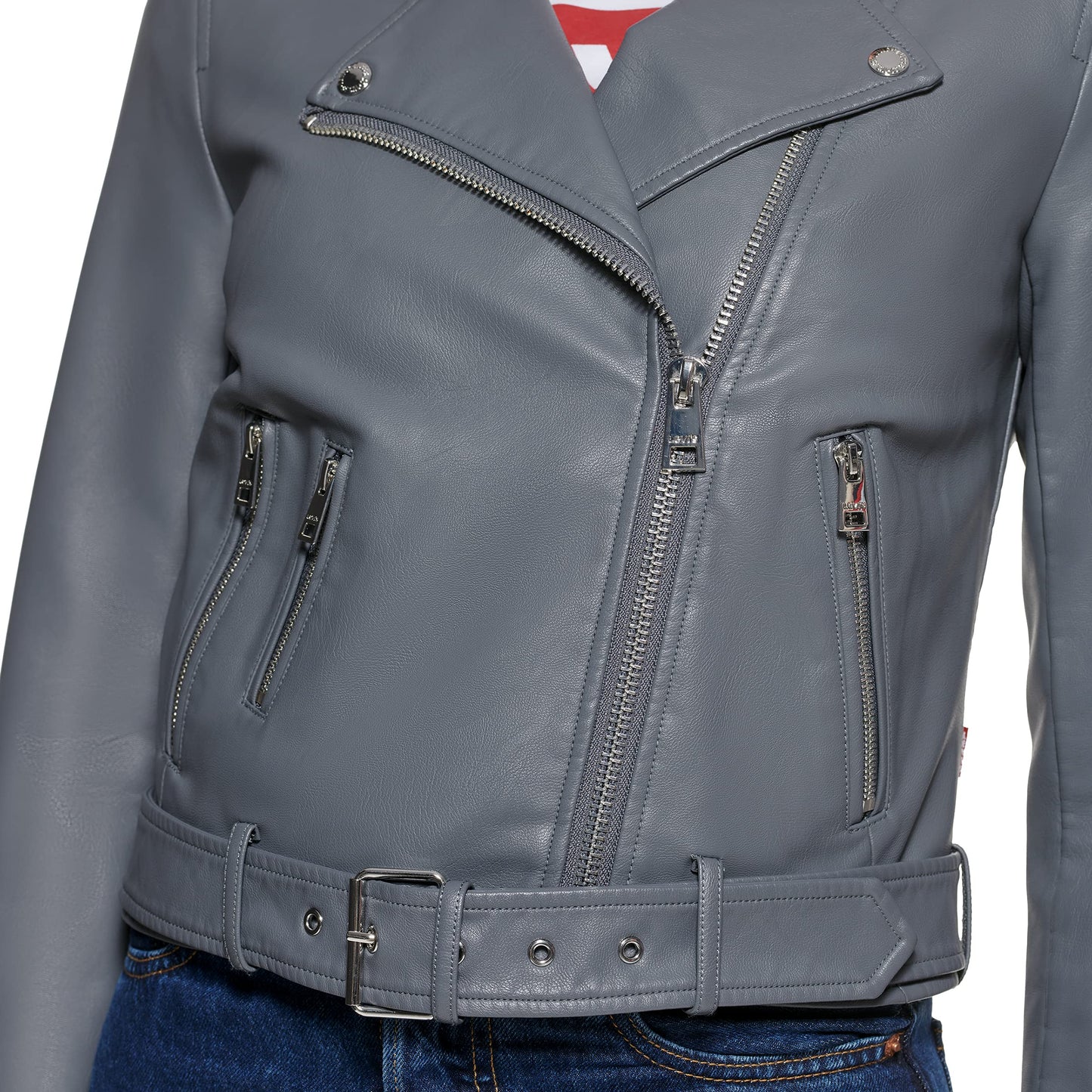 EBXN Women's Belted Faux Leather