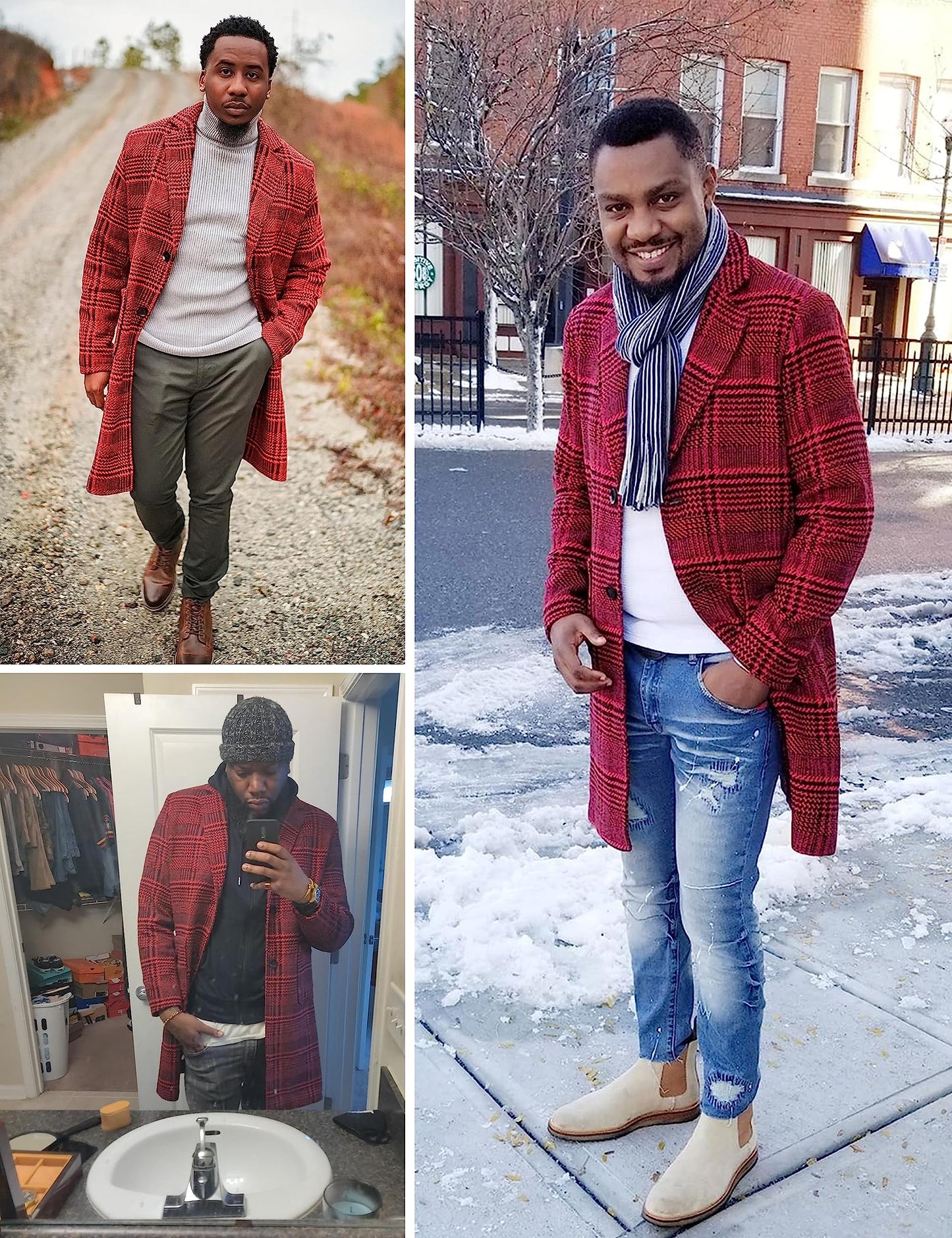 eBexxin - Men's Wool Blend Pea Coat