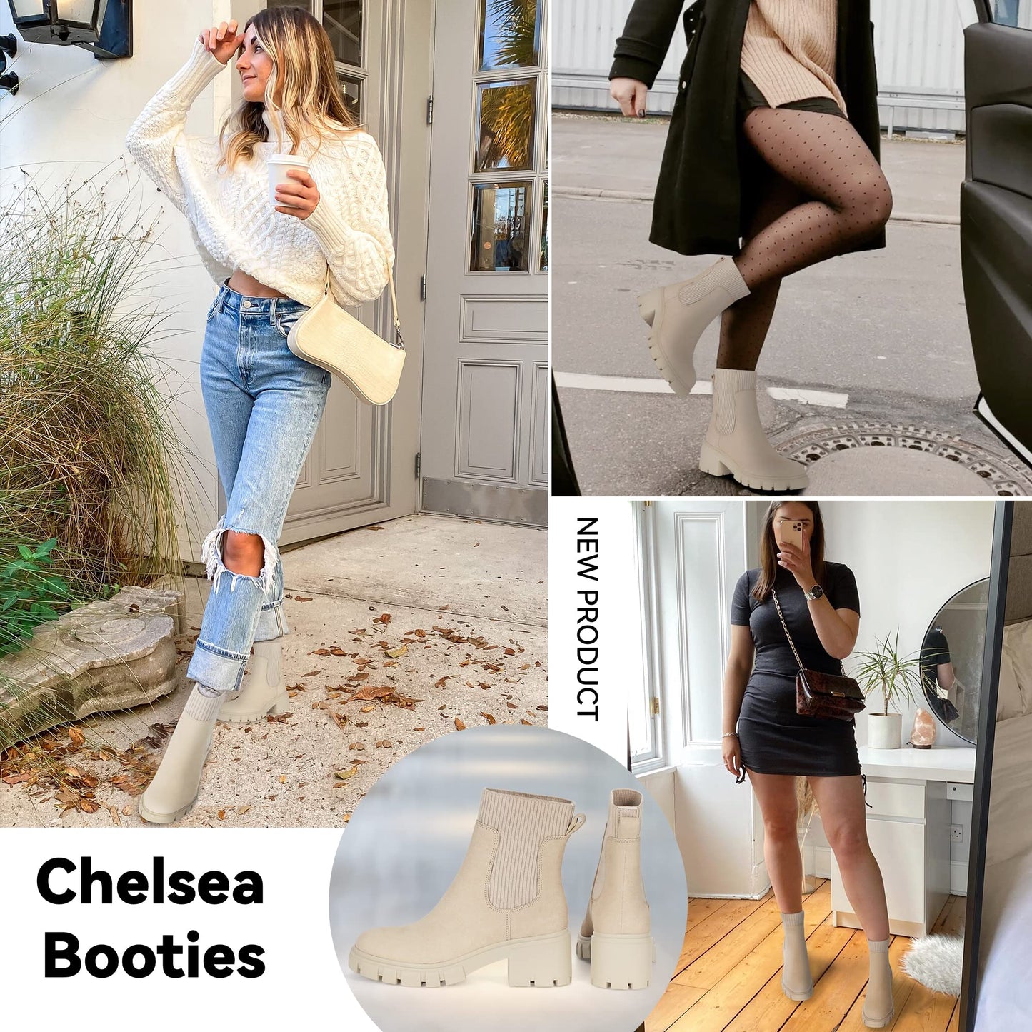 EBXN Women's Chelsea Boots Fashion Slip