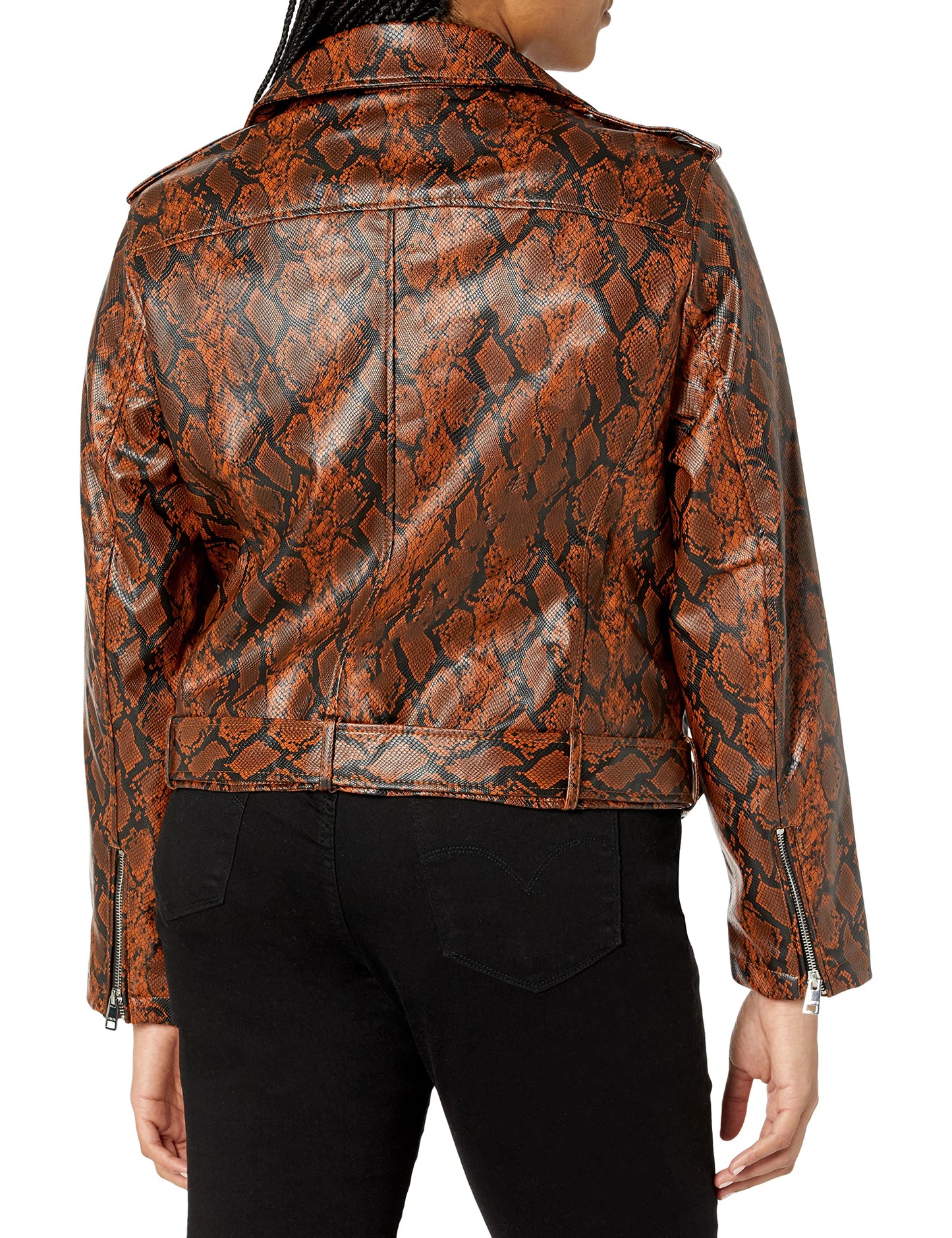 EBXN Women's Belted Faux Leather