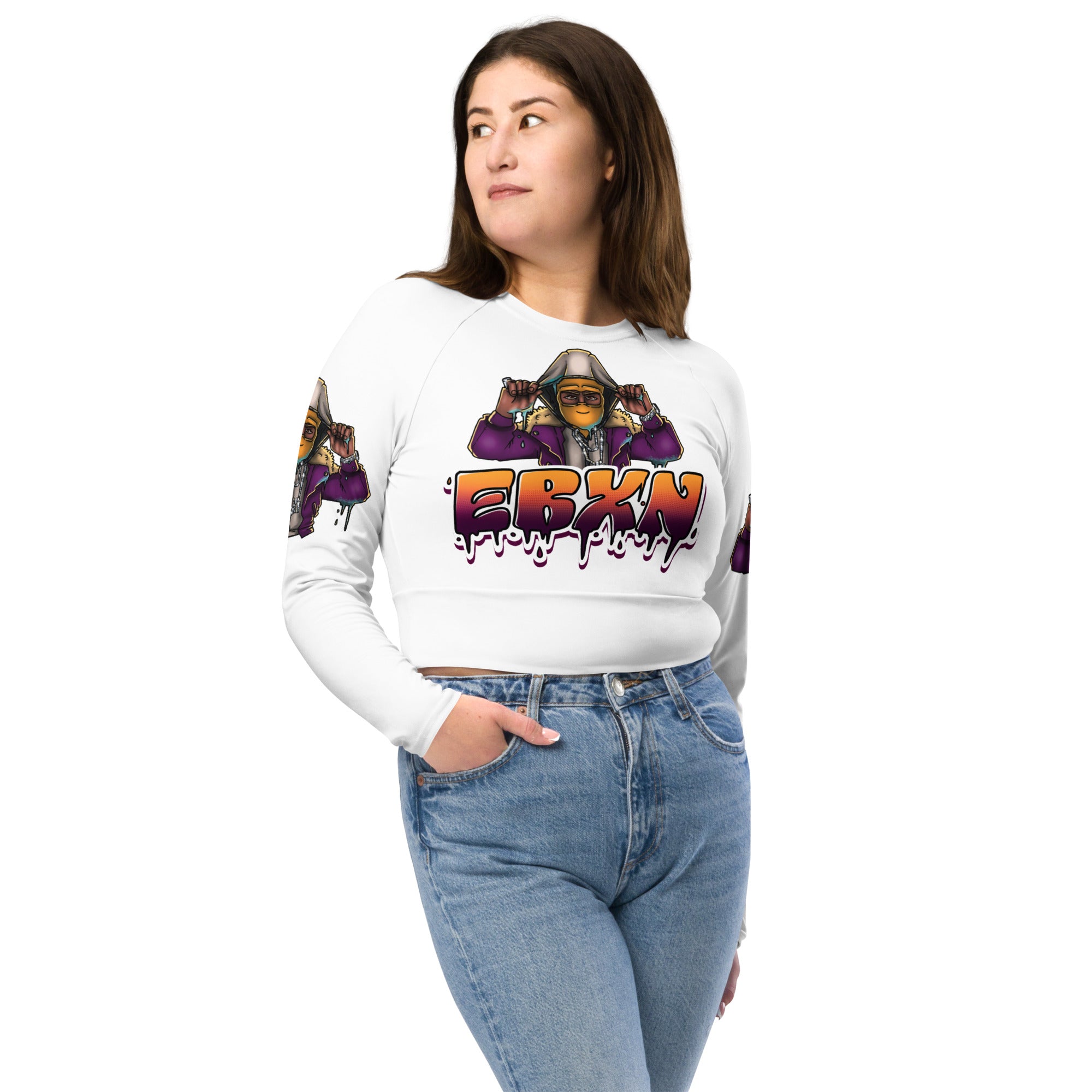 Recycled long-sleeve crop top
