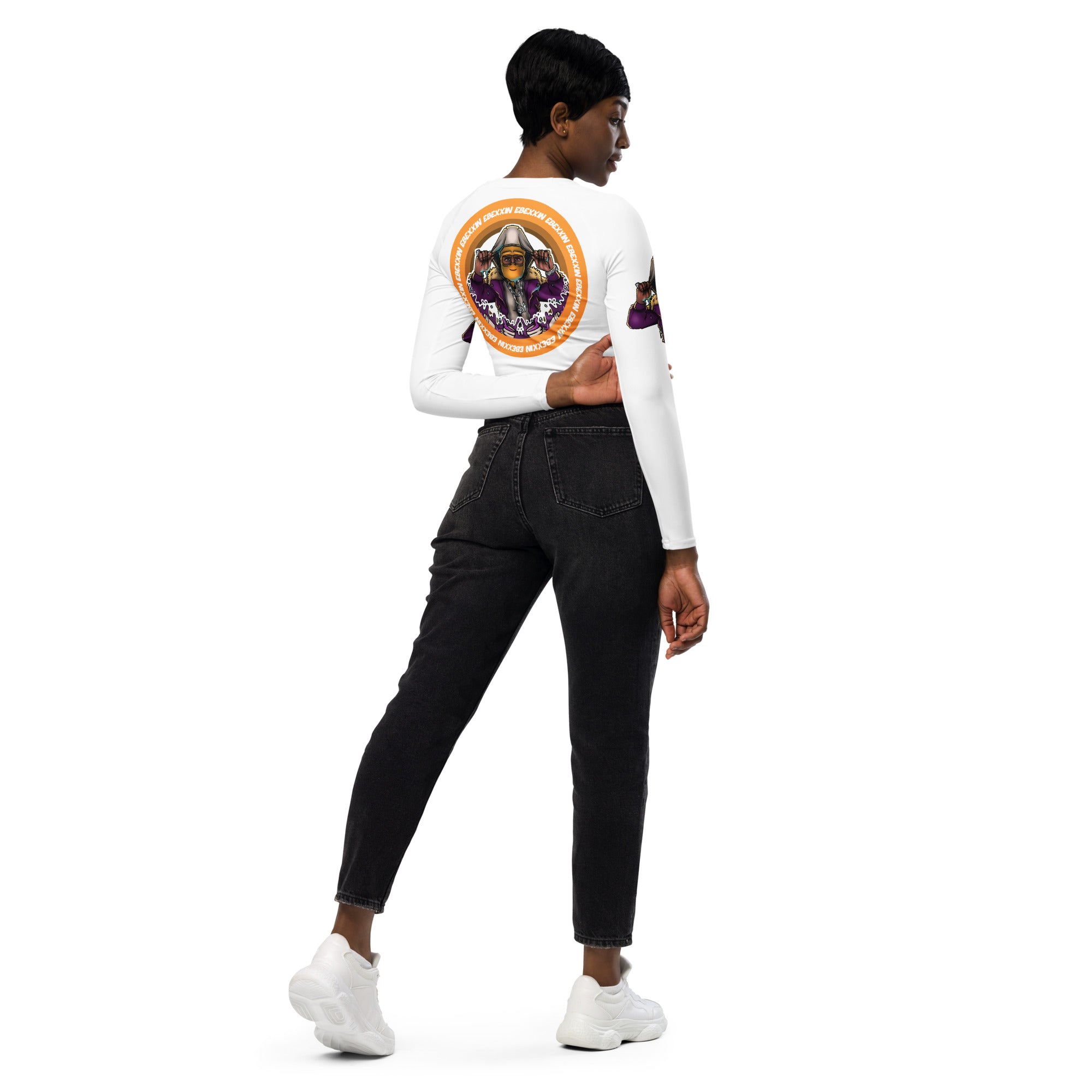Recycled long-sleeve crop top
