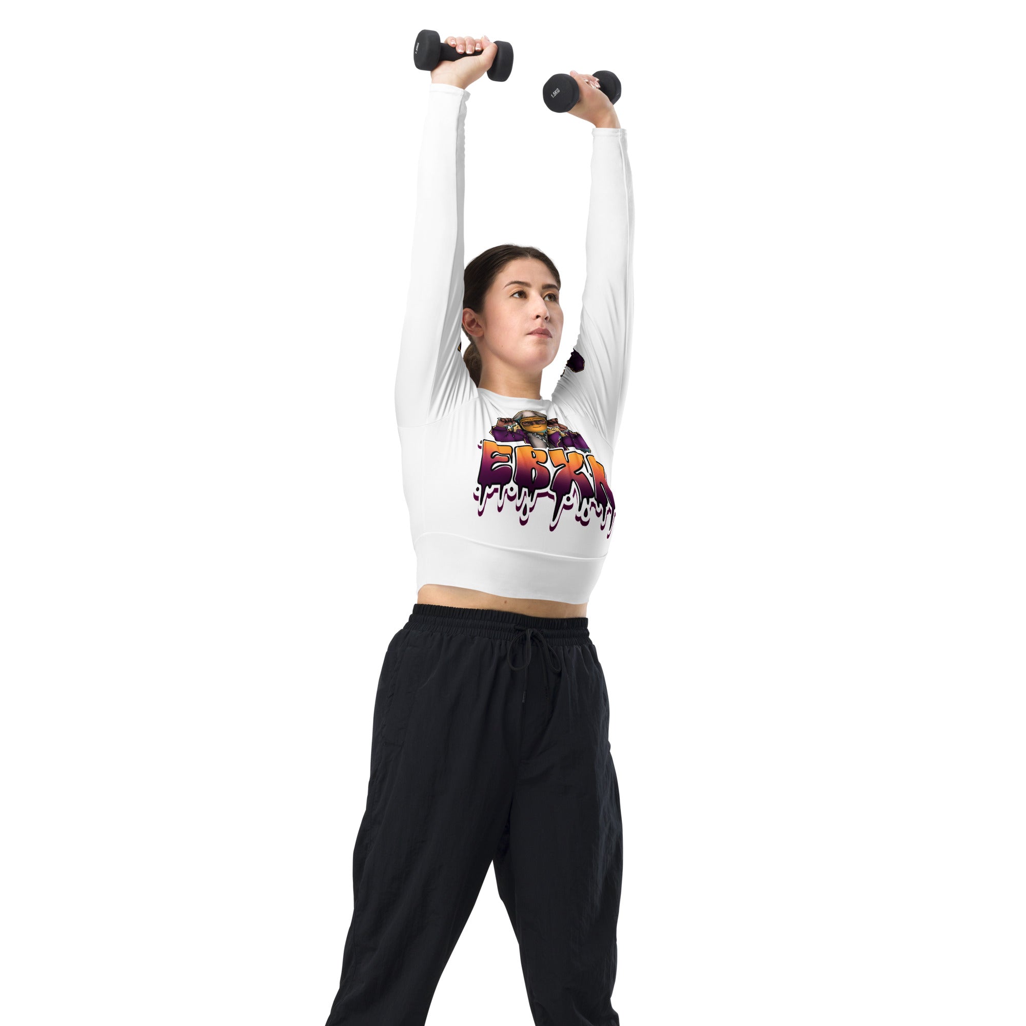 Recycled long-sleeve crop top